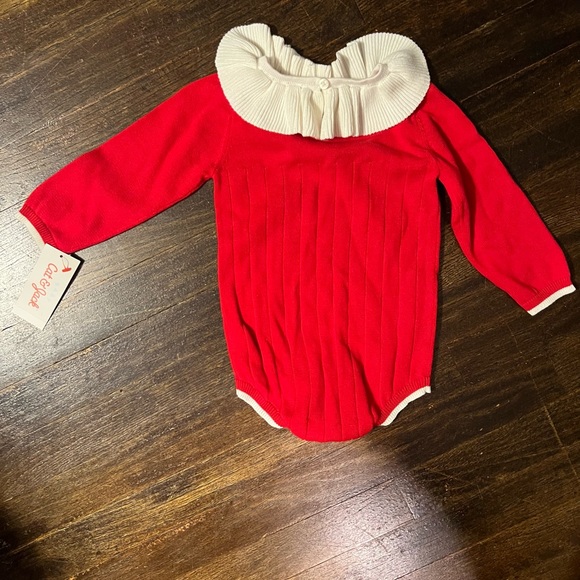 NWT Cat & Jack Red Knit Romper - Picture 2 of 3